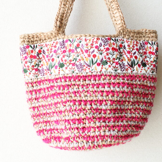 インド刺繍リボンヘンプマルシェバッグS-1 | ばぐるちゅ－BAGUS＆LUCU－